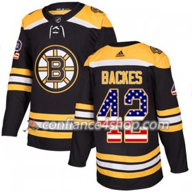Adidas Maillot de Hockey Boston Bruins David Backes 42 2017-2018 Noir USA Flag Fashion Authentic - Homme